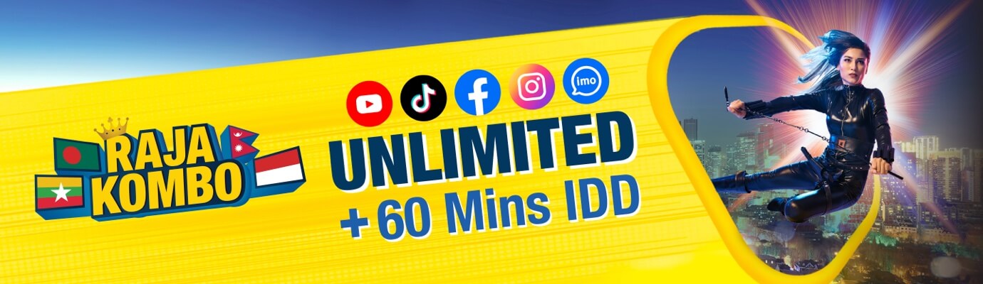 raja kombo unlimited 60 mmins idd 12gb hi-speed internet unlimited calls