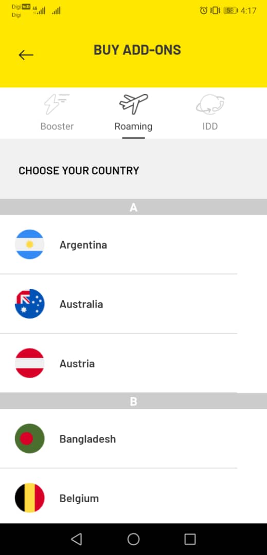 select country